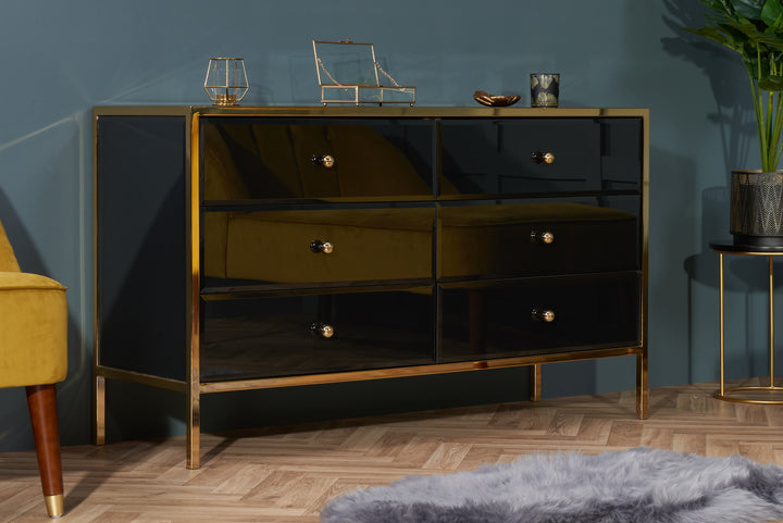 Fenwick 6 Drawer Chest Luxury Storage with Gold Frame Charm