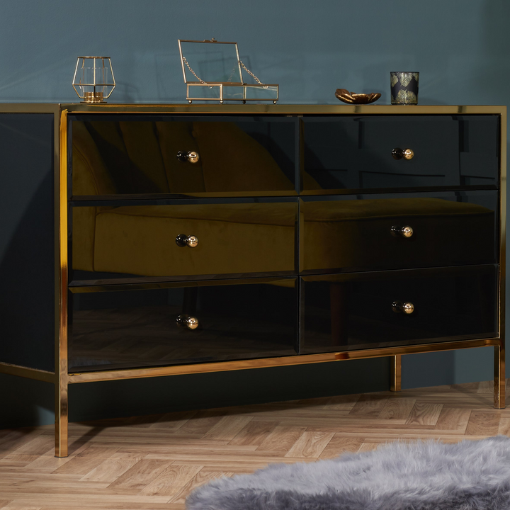 Fenwick 6 Drawer Chest Luxury Storage with Gold Frame Charm