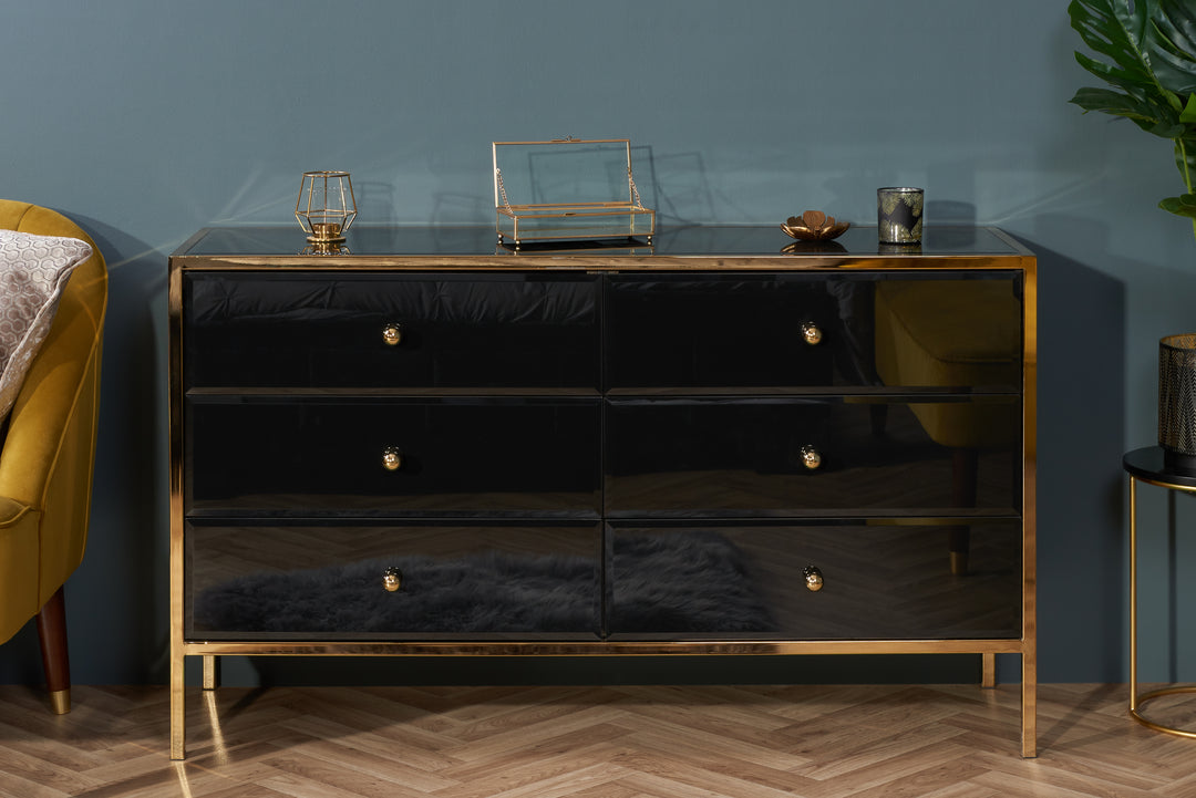 Fenwick 6 Drawer Chest Luxury Storage with Gold Frame Charm