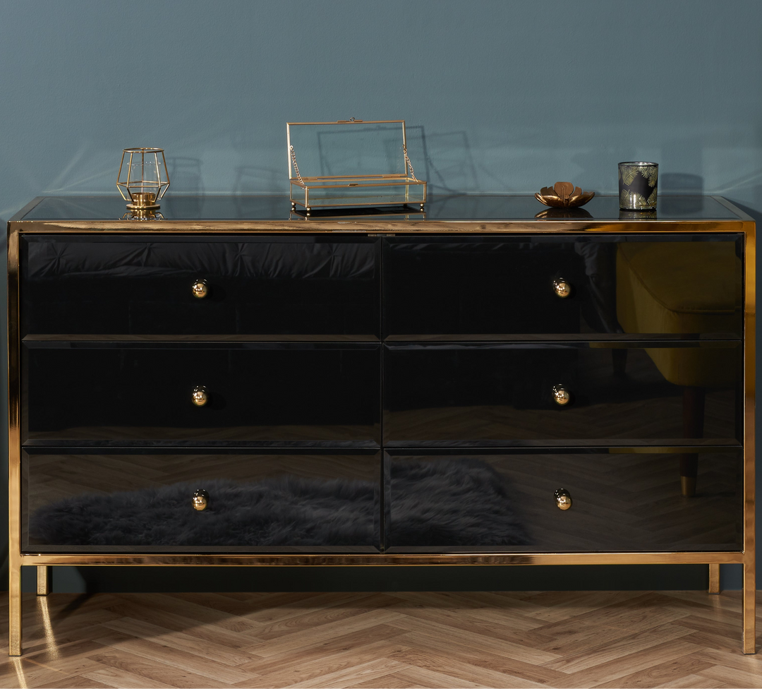 Fenwick 6 Drawer Chest Luxury Storage with Gold Frame Charm