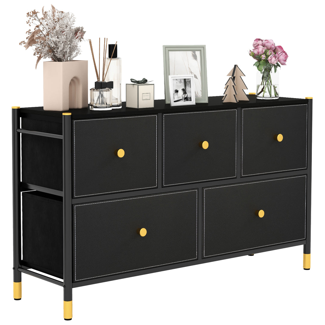 Fabric Dresser Tower for Bedroom with Drawers and Metal Frame 2 Teir - TidySpaces