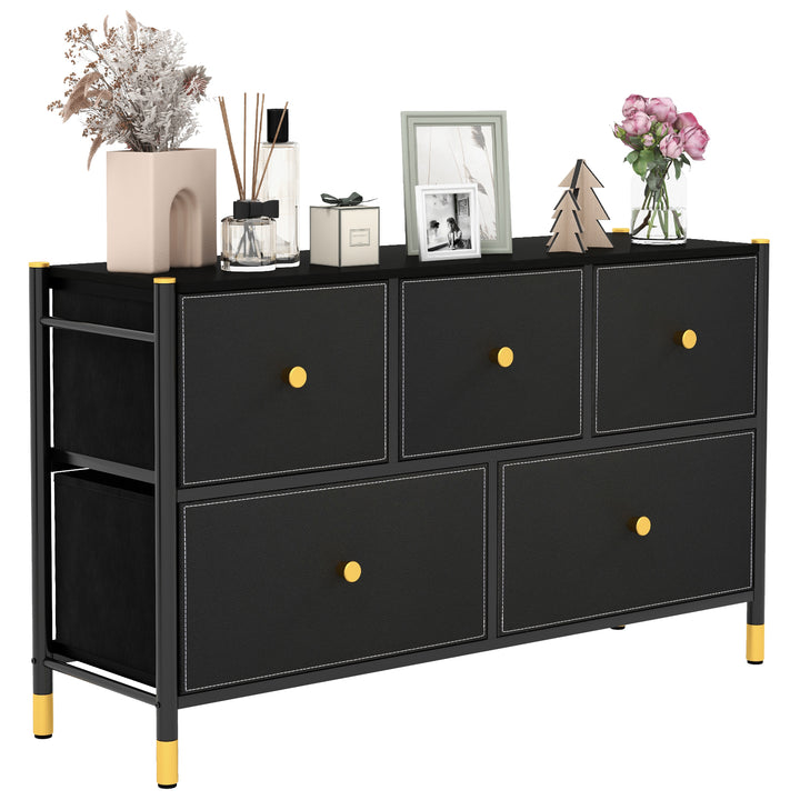 Fabric Dresser Tower for Bedroom with Drawers and Metal Frame 2 Teir - TidySpaces