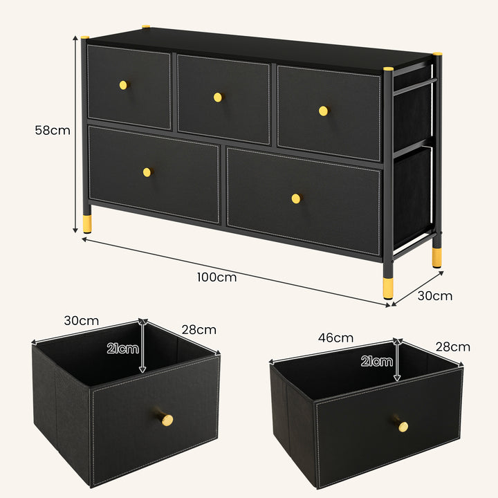 Fabric Dresser Tower for Bedroom with Drawers and Metal Frame - TidySpaces