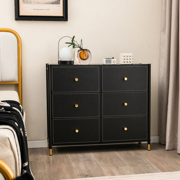 Fabric Dresser Tower for Bedroom with Drawers and Metal Frame - TidySpaces