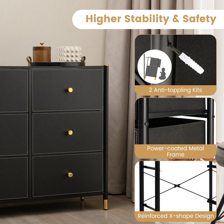 Fabric Dresser Tower for Bedroom with Drawers and Metal Frame - TidySpaces
