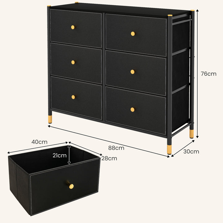 Fabric Dresser Tower for Bedroom with Drawers and Metal Frame - TidySpaces