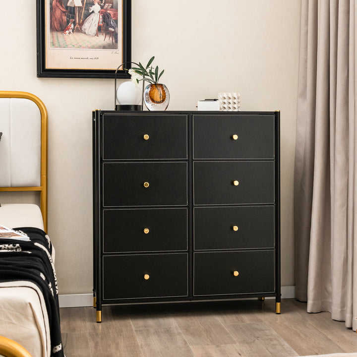 Fabric Dresser Tower for Bedroom with Drawers and Metal Frame - TidySpaces
