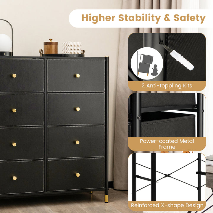 Fabric Dresser Tower for Bedroom with Drawers and Metal Frame - TidySpaces