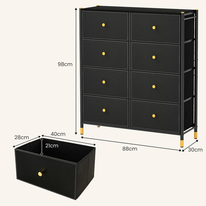 Fabric Dresser Tower for Bedroom with Drawers and Metal Frame - TidySpaces