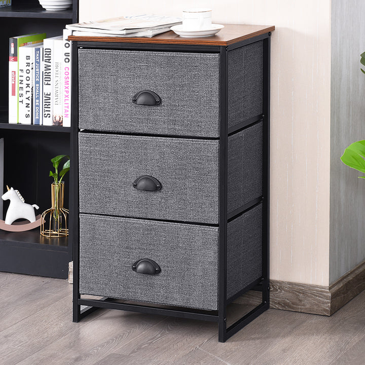 Fabric Nightstand Bedside Storage Cabinet Folding Drawers - TidySpaces