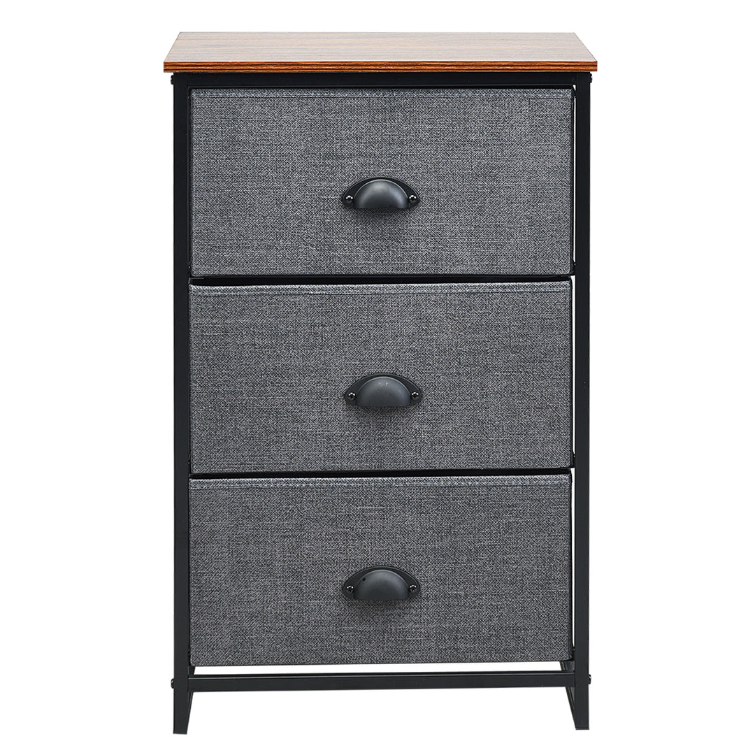 Fabric Nightstand Bedside Storage Cabinet Folding Drawers - TidySpaces