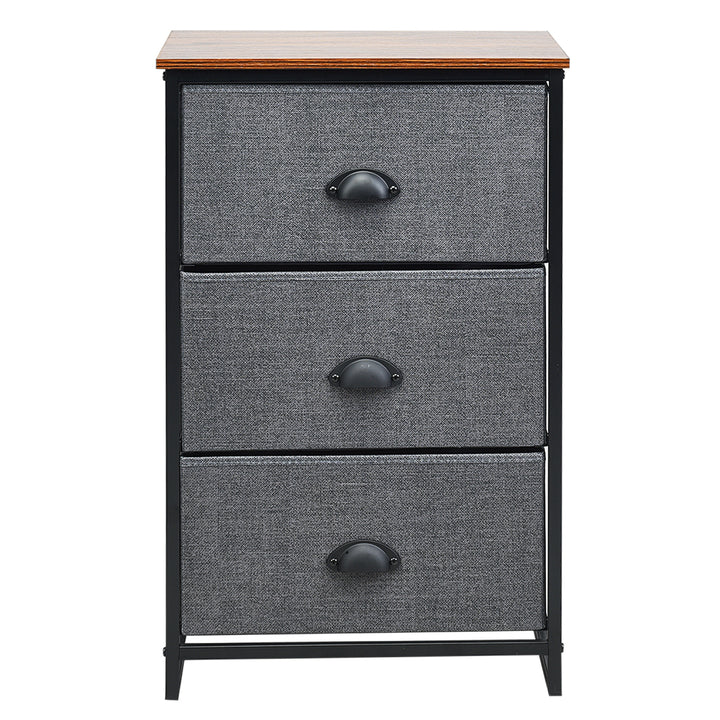 Fabric Nightstand Bedside Storage Cabinet Folding Drawers - TidySpaces