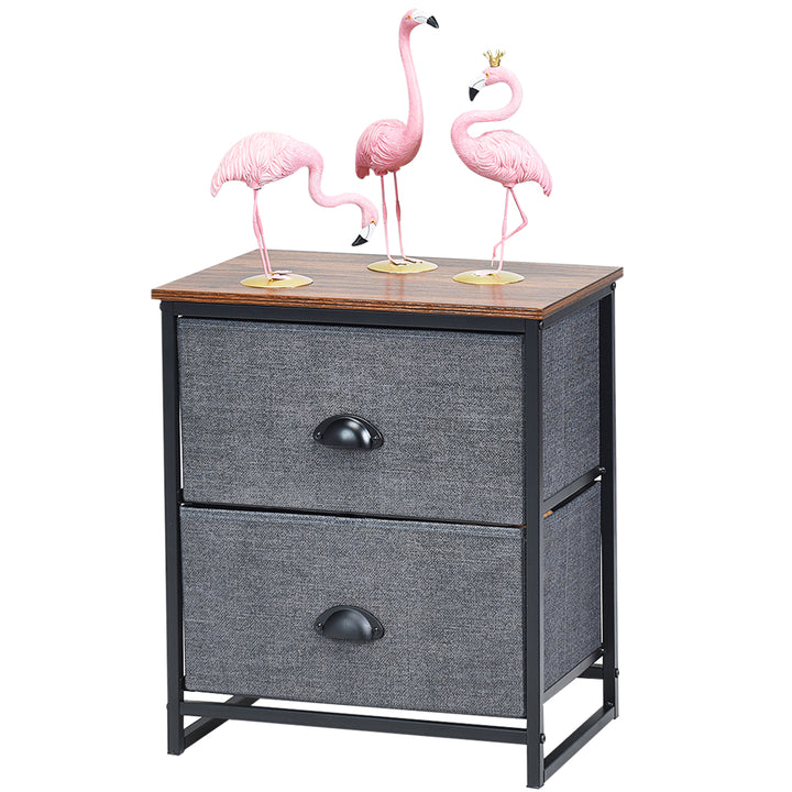 Fabric Nightstand Bedside Storage Cabinet Folding Drawers - TidySpaces
