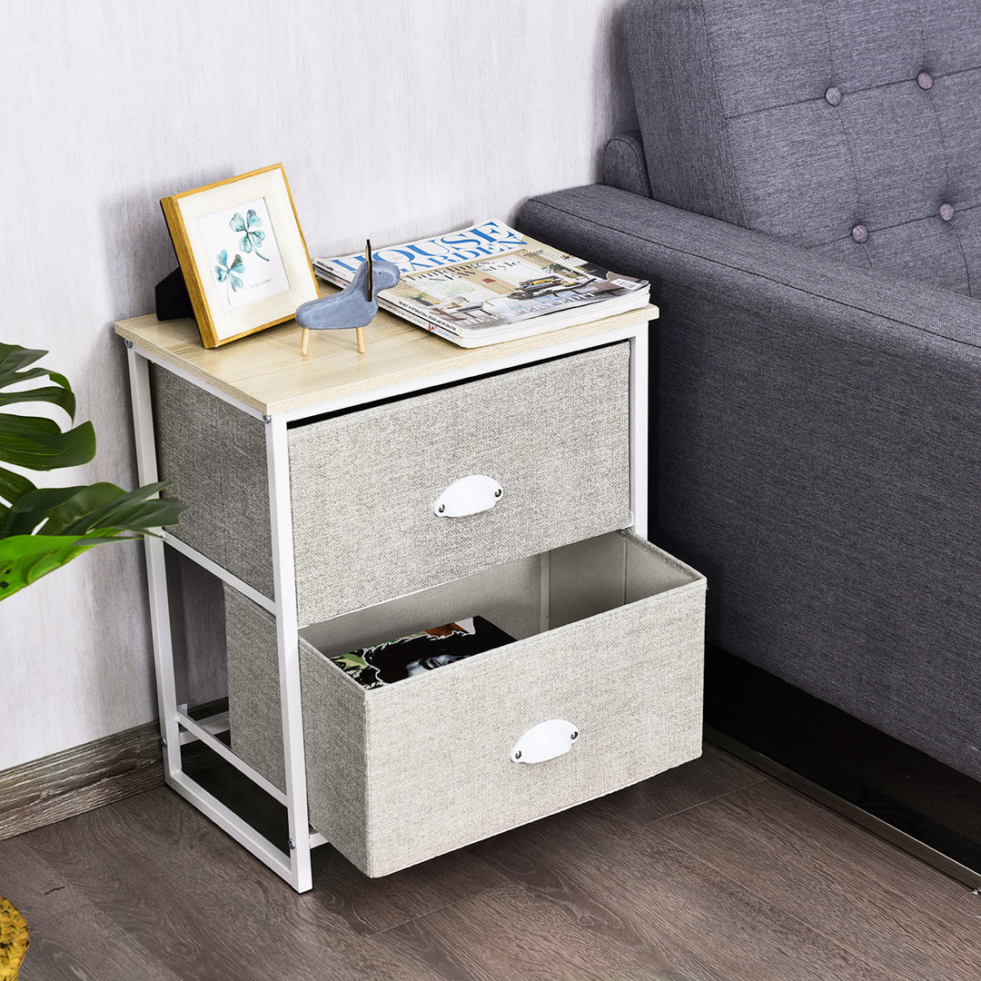 Fabric Nightstand Bedside Storage Cabinet Folding Drawers - TidySpaces