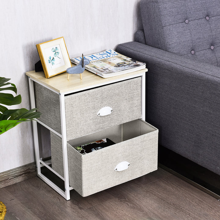 Fabric Nightstand Bedside Storage Cabinet Folding Drawers - TidySpaces