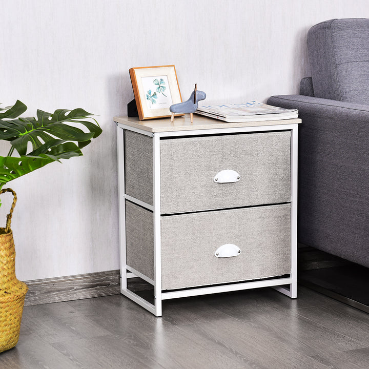 Fabric Nightstand Bedside Storage Cabinet Folding Drawers - TidySpaces