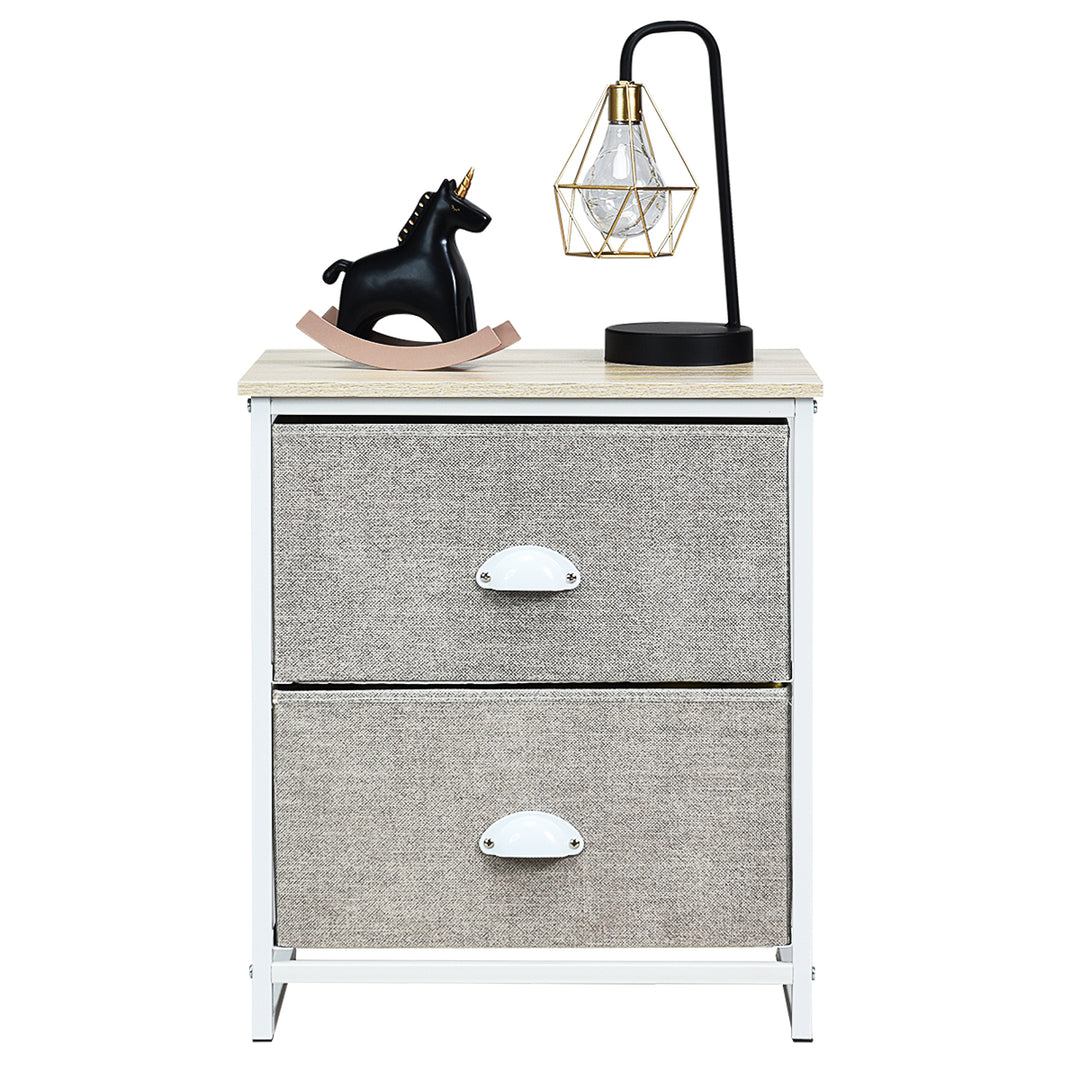 Fabric Nightstand Bedside Storage Cabinet Folding Drawers - TidySpaces