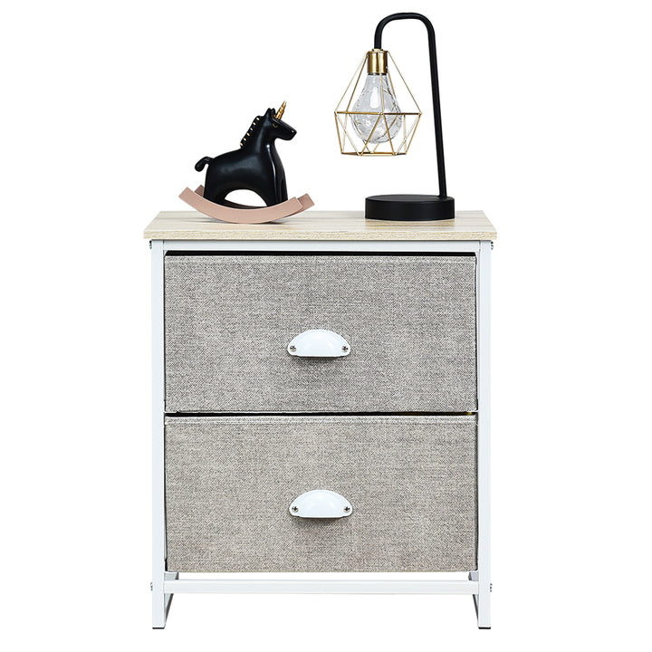 Fabric Nightstand Bedside Storage Cabinet Folding Drawers - TidySpaces