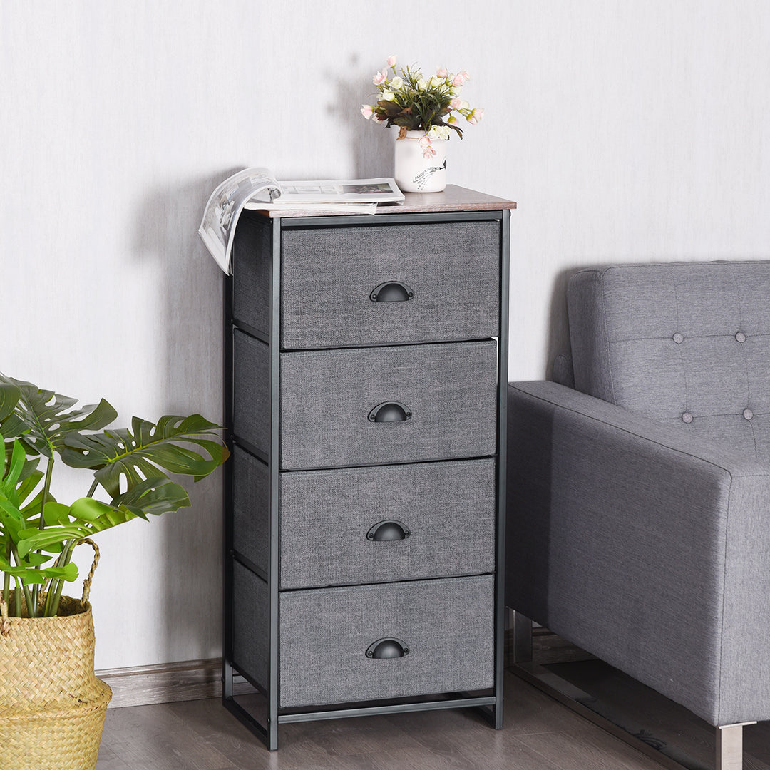 Fabric Nightstand Bedside Storage Cabinet Folding Drawers - TidySpaces