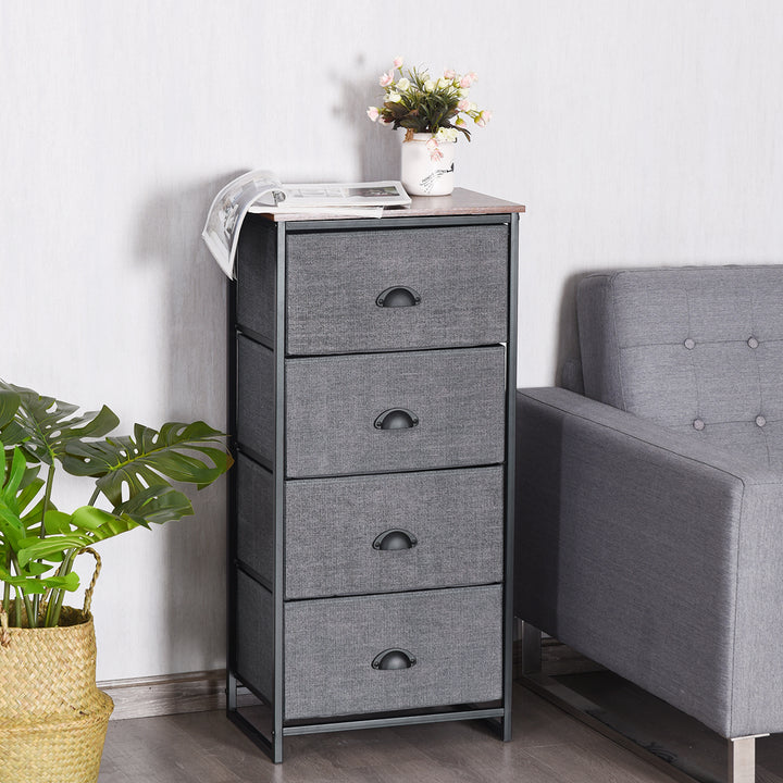 Fabric Nightstand Bedside Storage Cabinet Folding Drawers - TidySpaces