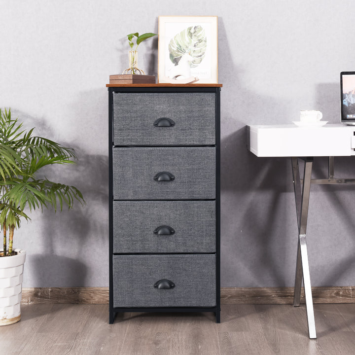 Fabric Nightstand Bedside Storage Cabinet Folding Drawers - TidySpaces