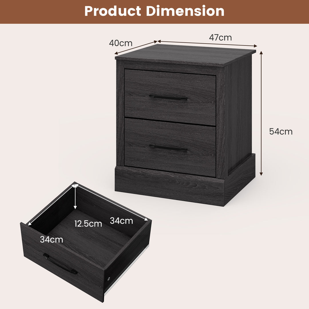 2 Drawer Nightstand with Storage Drawers - TidySpaces