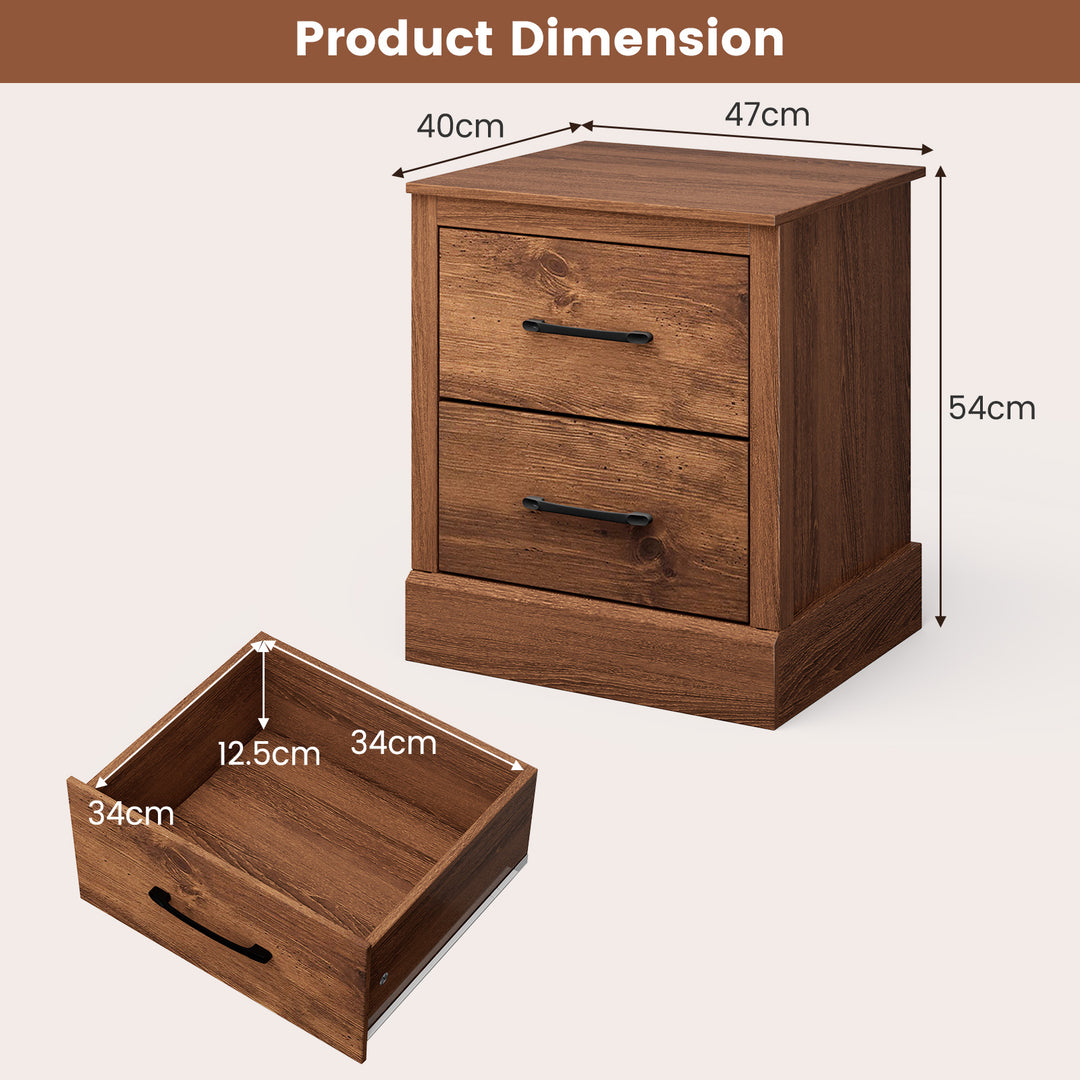 2 Drawer Nightstand with Storage Drawers - TidySpaces