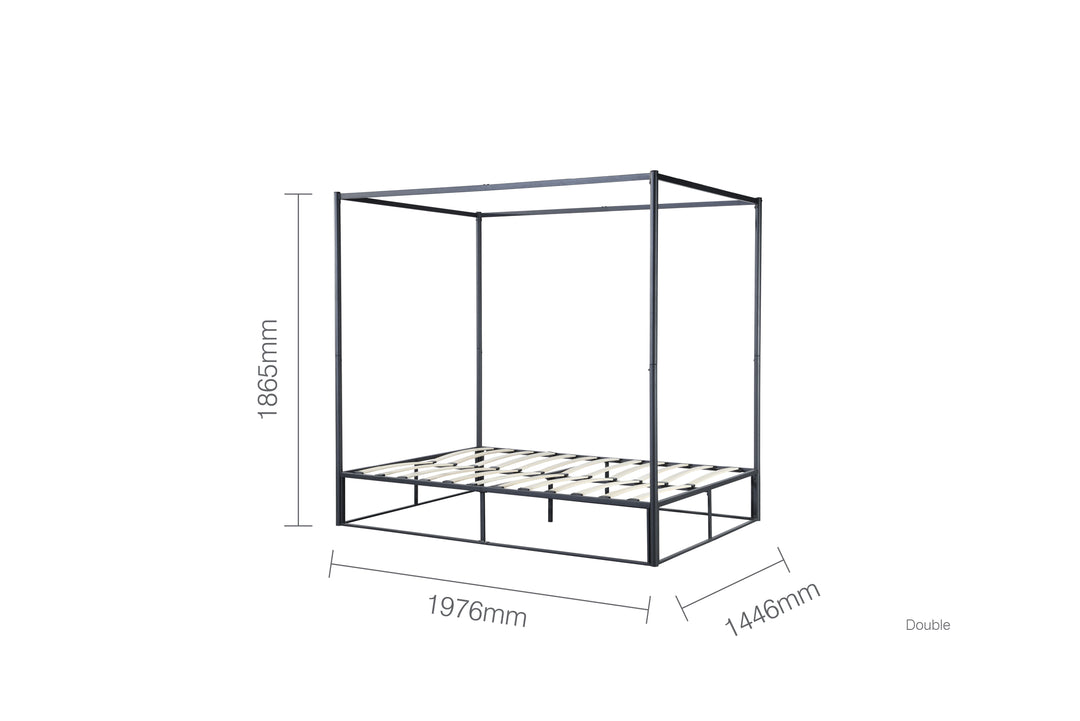 Contemporary Steel Metal 4 Poster Bed with Sturdy Frame for Modern Bedrooms