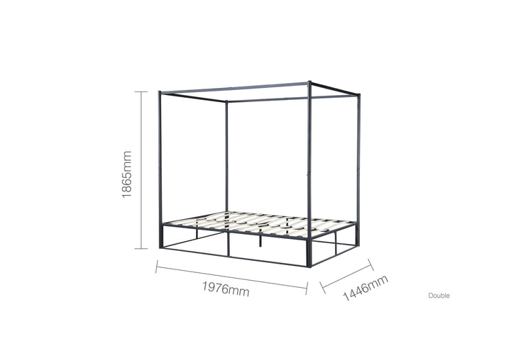 Contemporary Steel Metal 4 Poster Bed with Sturdy Frame for Modern Bedrooms
