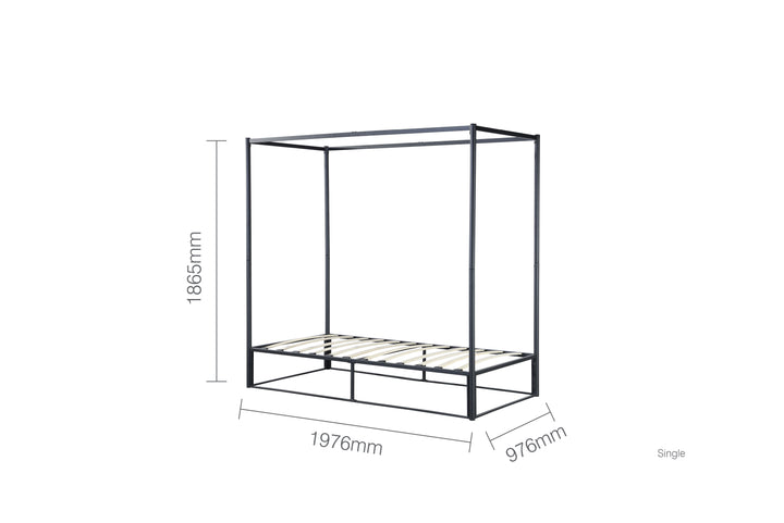 Contemporary Steel Metal 4 Poster Bed with Sturdy Frame for Modern Bedrooms