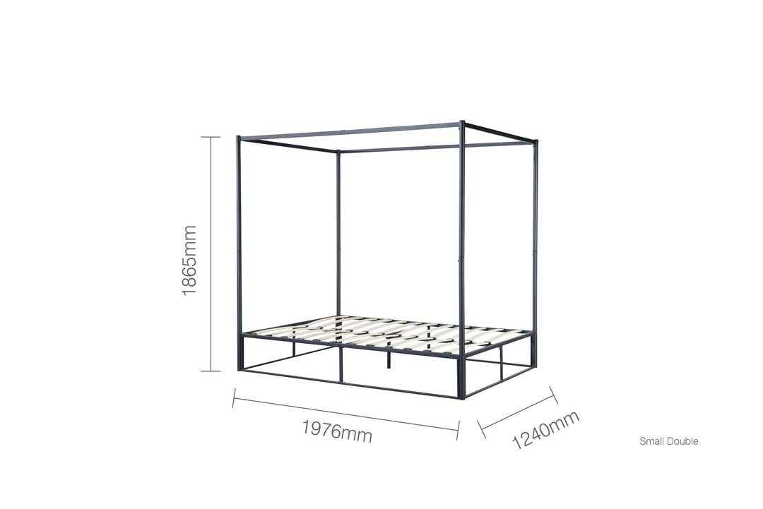 Contemporary Steel Metal 4 Poster Bed with Sturdy Frame for Modern Bedrooms
