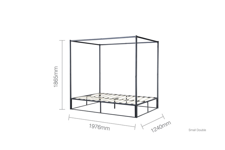 Contemporary Steel Metal 4 Poster Bed with Sturdy Frame for Modern Bedrooms