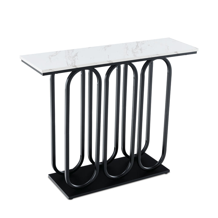 100 CM Faux Marble Entryway Table with Adjustable Foot Pads Black