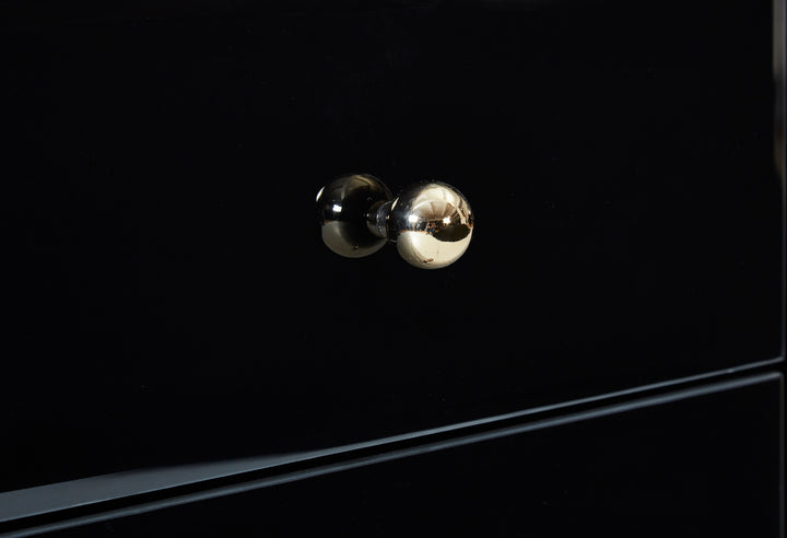 Fenwick 4 Drawer Chest Black Glass Gold Frame Luxury Storage