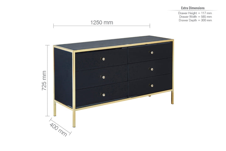 Fenwick 6 Drawer Chest Luxury Storage with Gold Frame Charm