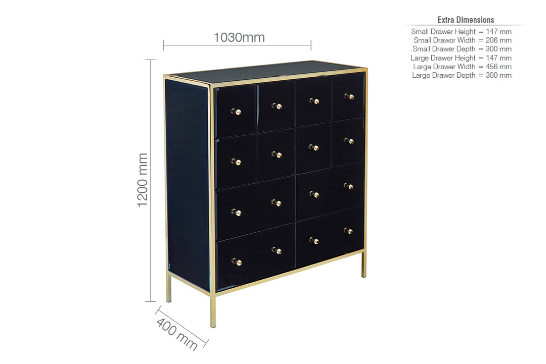 Fenwick Merchant Chest Luxury Storage Chest with Gold Frame