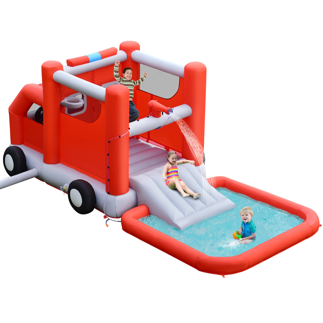Firefighting-Themed Inflatable Water Park with Slide - TidySpaces