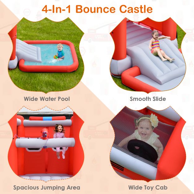 Firefighting-Themed Inflatable Water Park with Slide - TidySpaces