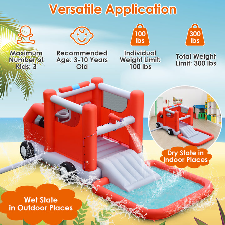 Firefighting-Themed Inflatable Water Park with Slide - TidySpaces