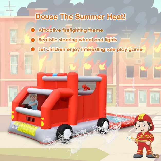 Firefighting-Themed Inflatable Water Park with Slide - TidySpaces