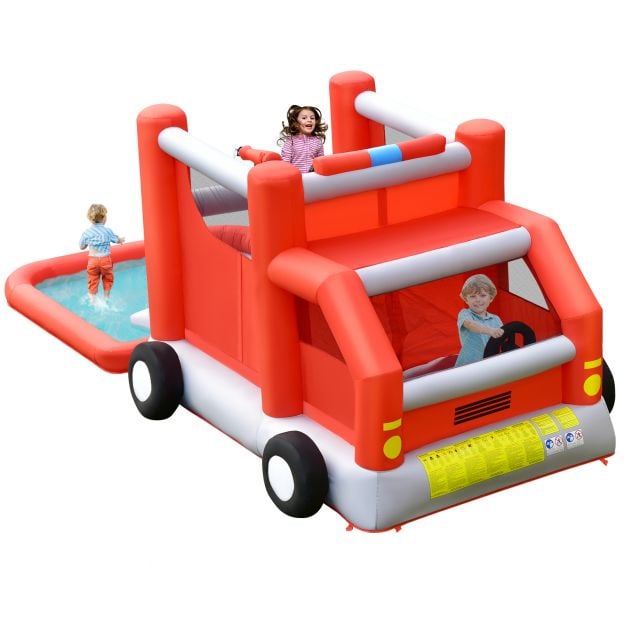 Firefighting-Themed Inflatable Water Park with Slide - TidySpaces
