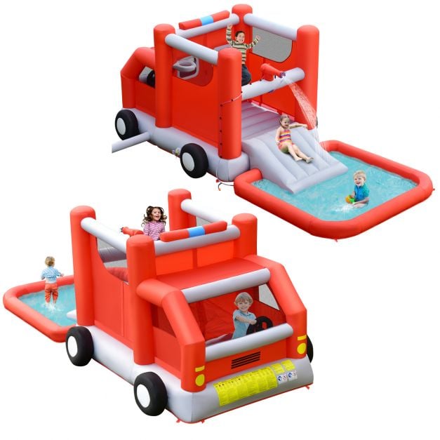 Firefighting-Themed Inflatable Water Park with Slide - TidySpaces