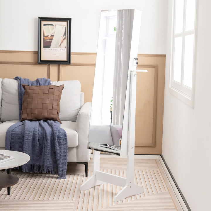 Freestanding LED Mirrored Jewellery Cabinet with Keyhole - TidySpaces