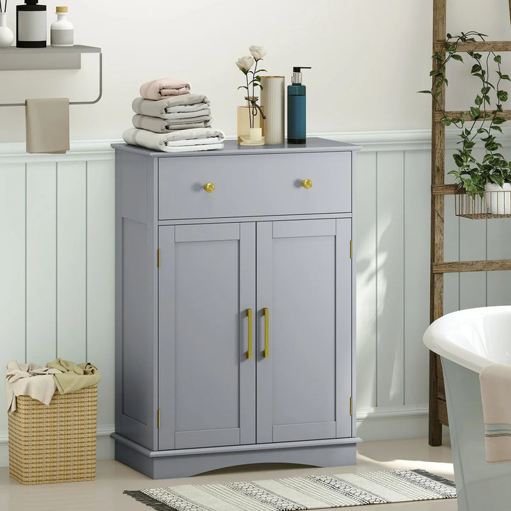 Floor Storage Cabinet with Doors and Adjustable Shelf-Grey - TidySpaces