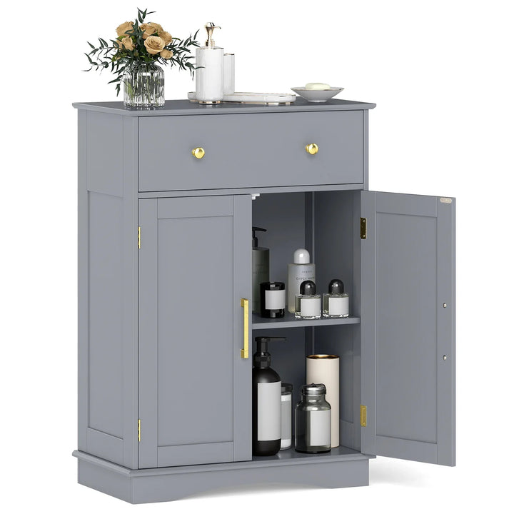 Floor Storage Cabinet with Doors and Adjustable Shelf-Grey - TidySpaces