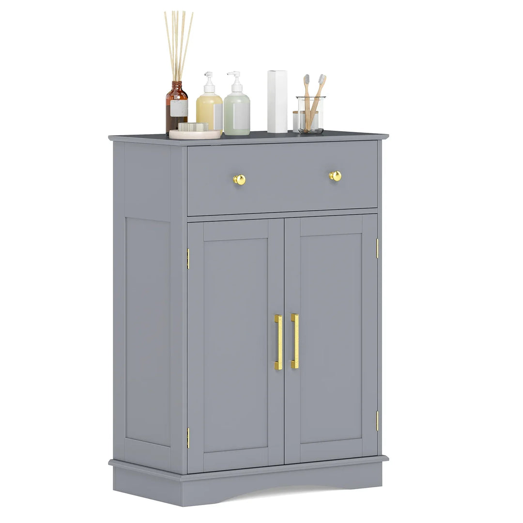 Floor Storage Cabinet with Doors and Adjustable Shelf-Grey - TidySpaces