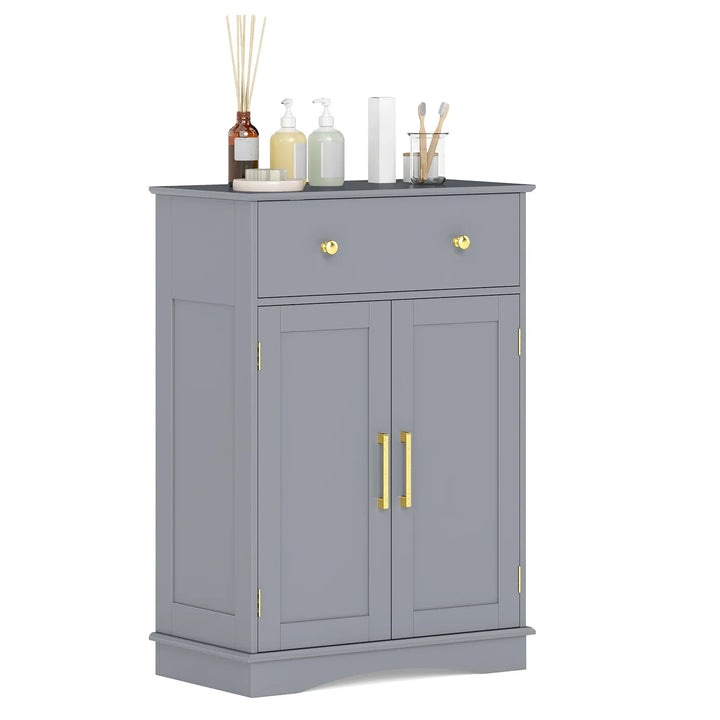Floor Storage Cabinet with Doors and Adjustable Shelf-Grey - TidySpaces