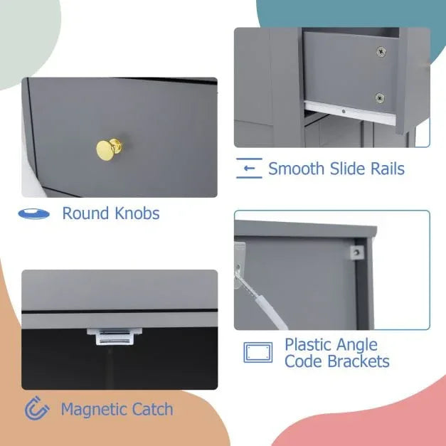 Floor Storage Cabinet with Doors and Adjustable Shelf-Grey - TidySpaces