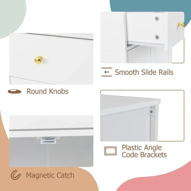 Floor Storage Cabinet with Doors and Adjustable Shelf-White - TidySpaces