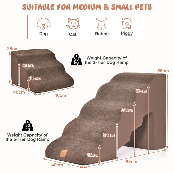 Foam Pet Stairs Set with 5 Tier and 3 Tier Dog Ramps